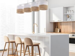 Miniaturka 1 - Lampa wisząca Linobianco z czterema abażurami w aranżacji wnętrza