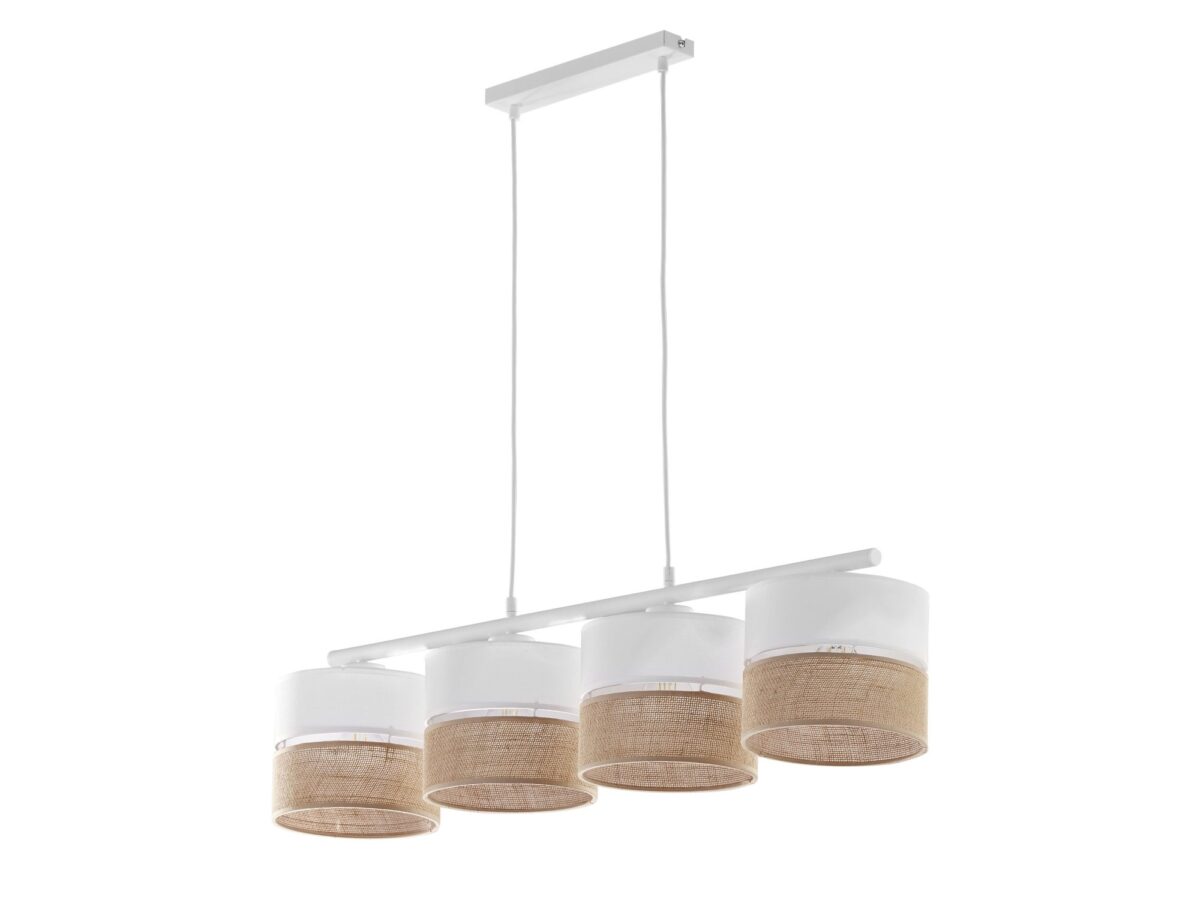 Lampa wisząca Linobianco 4-punktowa z abażurami 94 cm biało-brązowa