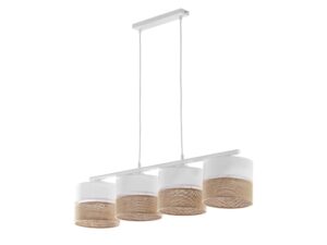 Miniaturka 2 - Lampa wisząca Linobianco z czterema biało-brązowymi abażurami na białym tle