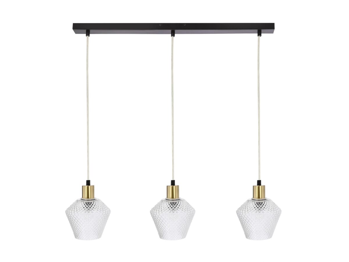 Lampa wisząca Lorisena czarna z 3 przezroczystymi kloszami