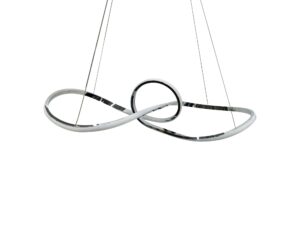 Miniaturka 3 - Chromowana lampa wisząca Lorotora, zbliżenie podwójnej pętli LED