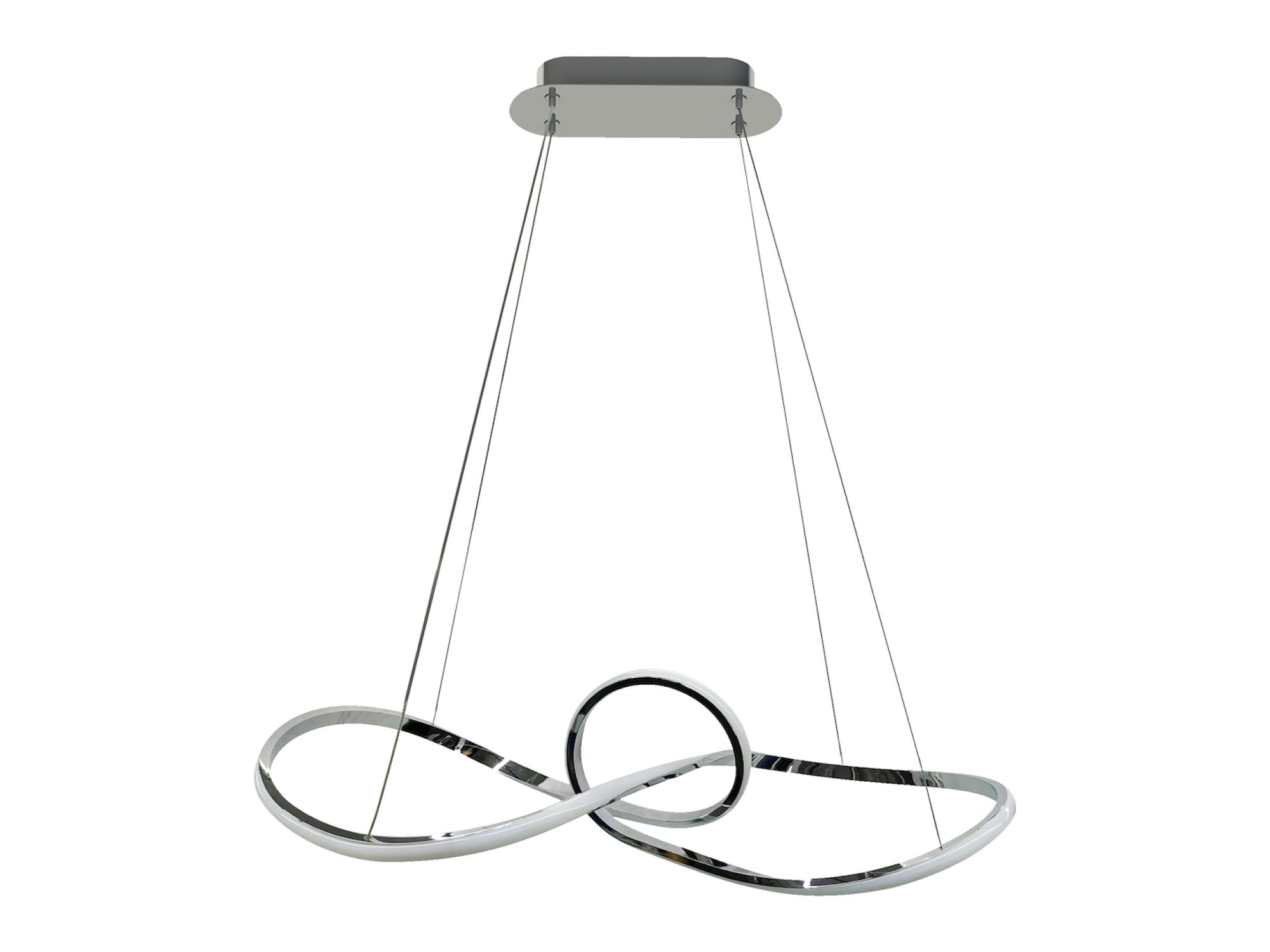 Lampa wisząca Lorotora chrom LED 42 W, cała oprawa na białym tle