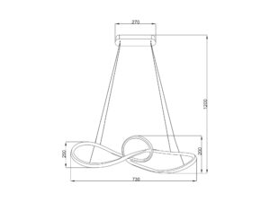 Miniaturka 8 - Lampa wisząca Lorotora LED 42 W, rysunek wymiarów szerokości 73 cm