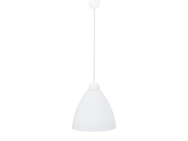Lampa wisząca Lorovino z białym stożkowym kloszem na jasnym tle