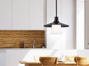 Miniaturka 2 - Czarna lampa wisząca Lovero z jednym kloszem nad stołem
