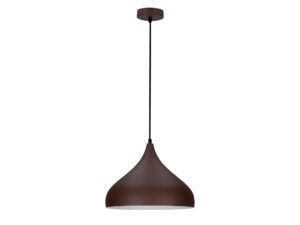 Miniaturka 3 - Brązowa lampa wisząca Lumarela z szerokim metalowym kloszem na czarnym przewodzie