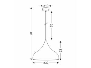 Miniaturka 2 - Rysunek wymiarowy lampy wiszącej Lumarela o średnicy klosza 32 cm
