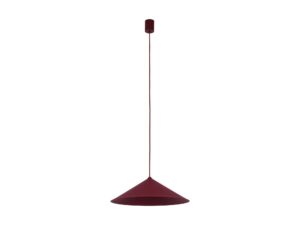 Miniaturka 6 - Bordowa lampa wisząca Lume L ze stożkowym metalowym kloszem na białym tle