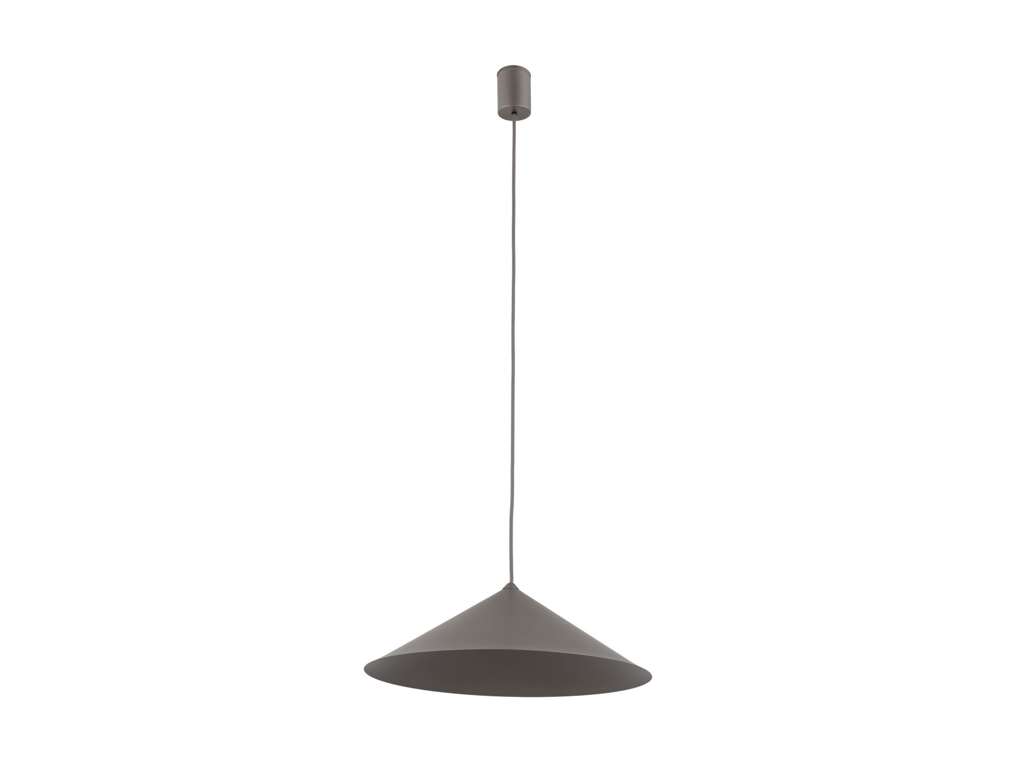 Lampa wisząca Lume L ciemny brąz z metalowym stożkowym kloszem na białym tle