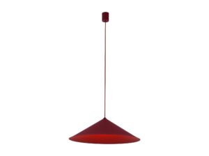Miniaturka 10 - Lampa wisząca Lume XL bordowa stożkowa 50 cm z rozetą i zawieszeniem, białe tło