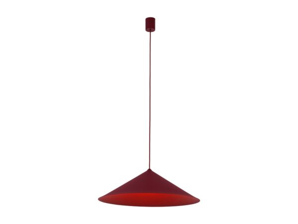 Lampa wisząca Lume XL bordowa stożkowa 50 cm z rozetą i zawieszeniem, białe tło