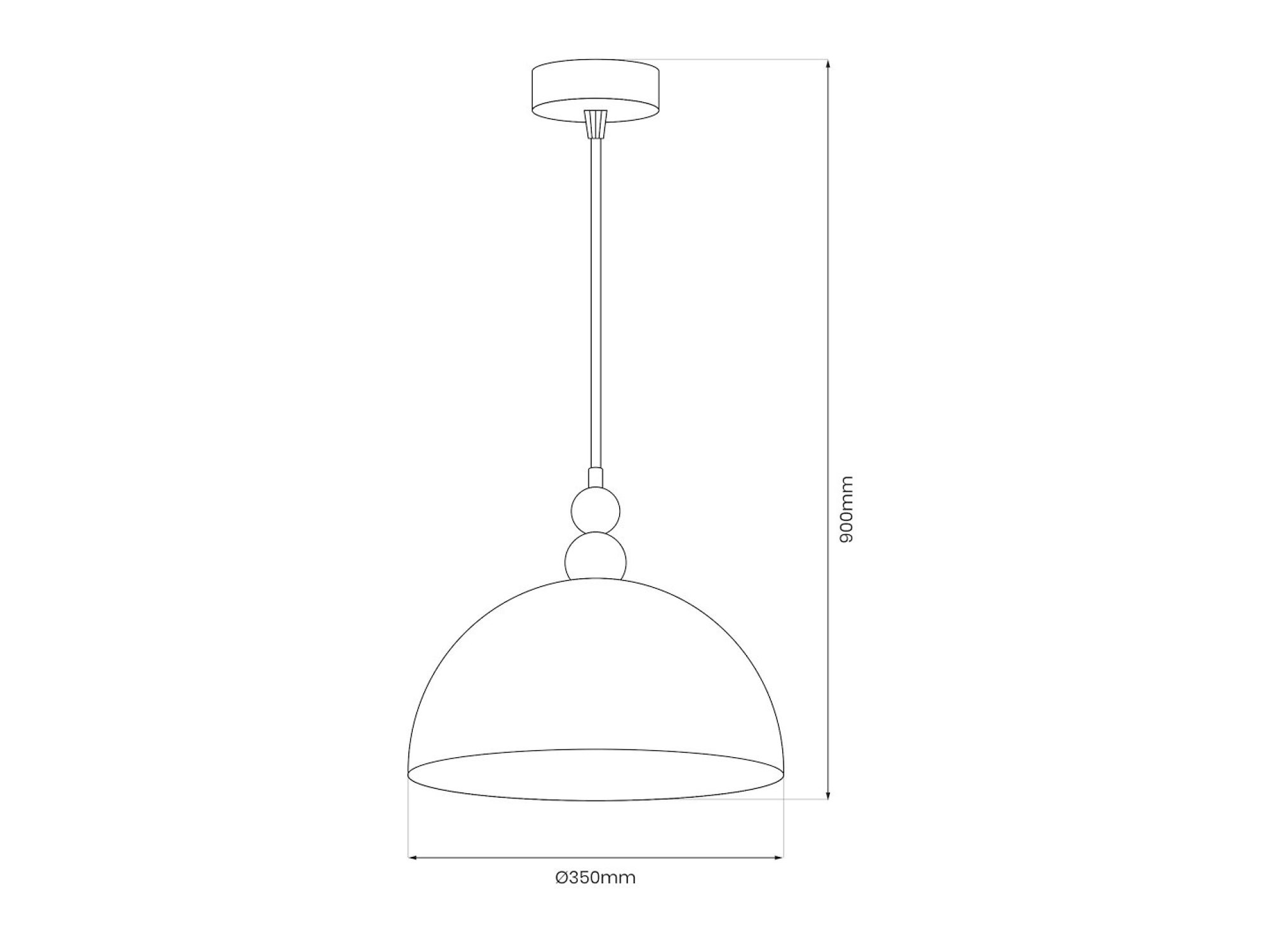 Rysunek wymiarów lampy wiszącej Lumevino 35 cm