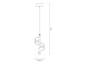 Miniaturka 4 - Rysunek wymiarowy złotej lampy wiszącej Lumodio LED 10 W o średnicy 14 cm