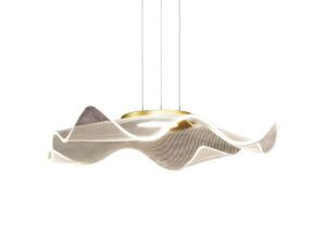 Miniaturka 1 - Zbliżenie falującego akrylowego klosza lampy wiszącej Lumodio LED 16 W