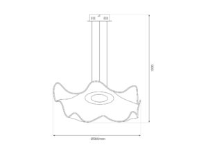 Miniaturka 4 - Rysunek wymiarowy lampy wiszącej Lumodio LED 16 W o średnicy 50 cm
