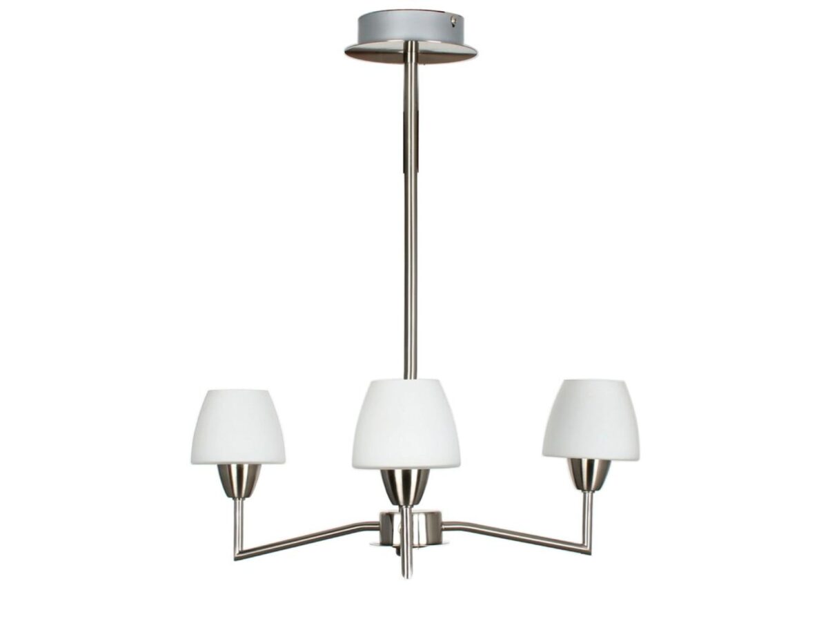 Lampa wisząca Lumolo 3-punktowa nikiel mat biały klosz G9