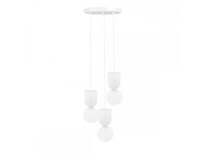 Miniaturka 4 - Biała lampa wisząca LUOTI 3P z trzema mlecznymi kulami, packshot
