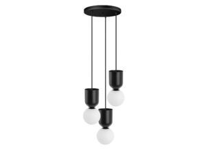 Miniaturka 1 - Czarna lampa wisząca LUOTI 3P z trzema szklanymi kulami, packshot