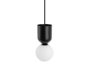 Miniaturka 1 - Lampa wisząca LUOTI czarna – mlecznobiały klosz i czarne mocowanie