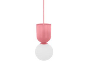 Miniaturka 3 - Lampa wisząca LUOTI różowa – szklany klosz i różowe mocowanie