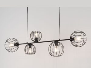 Miniaturka 1 - Czarna lampa wisząca Madam 5 z pięcioma metalowymi kloszami na jasnym tle