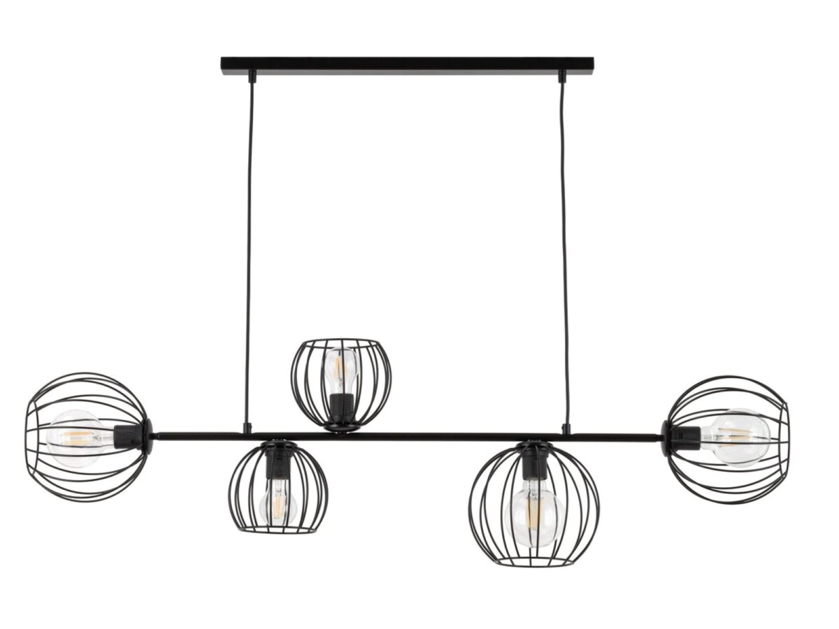 Lampa wisząca Madam 5-punktowa czarna 119 cm z metalu