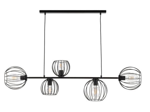 Lampa wisząca Madam 5 w czarnym kolorze z rozłożonymi pięcioma punktami światła