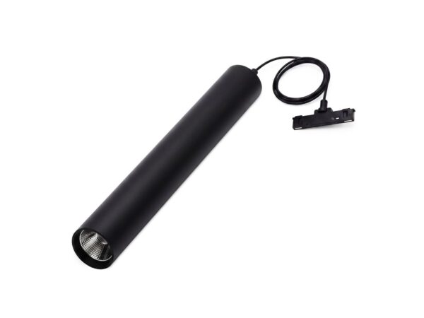 Czarna lampa wisząca magnetyczna LED 7 W na białym tle