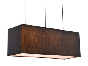 Miniaturka 1 - Czarna lampa wisząca Maradio z podłużnym ciemnym tkaninowym abażurem