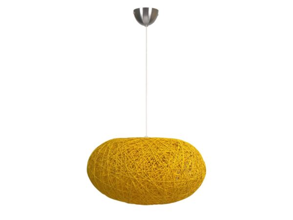Lampa wisząca Marenela kremowa z owalnym abażurem z plecionego sznurka