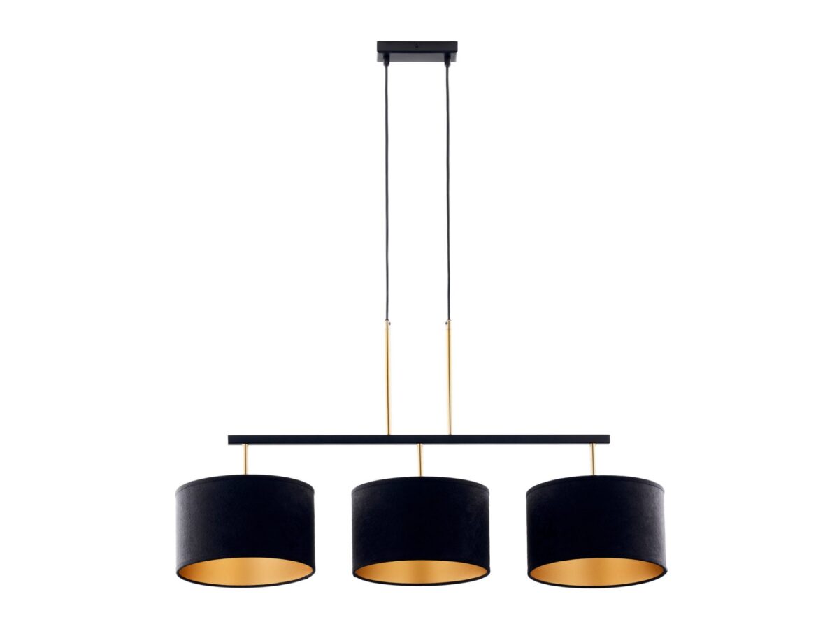 Lampa wisząca Marii 3-punktowa z welurowymi abażurami 92 cm