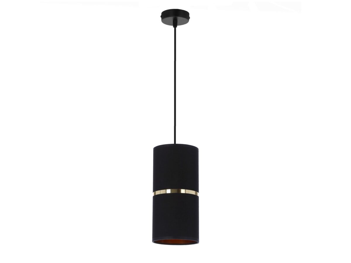 Lampa wisząca Marimio E27 12 cm czarna ze złotym paskiem