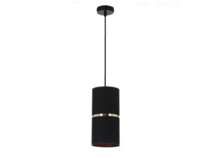 Miniaturka 2 - Lampa wisząca Marimio czarna ze złotym paskiem na walcowym abażurze
