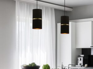 Miniaturka 1 - Lampy wiszące Marimio czarno złote nad wyspą kuchenną
