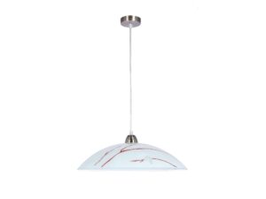Miniaturka 3 - Lampa wisząca Maromo z białym szerokim kloszem i gałązkowym wzorem