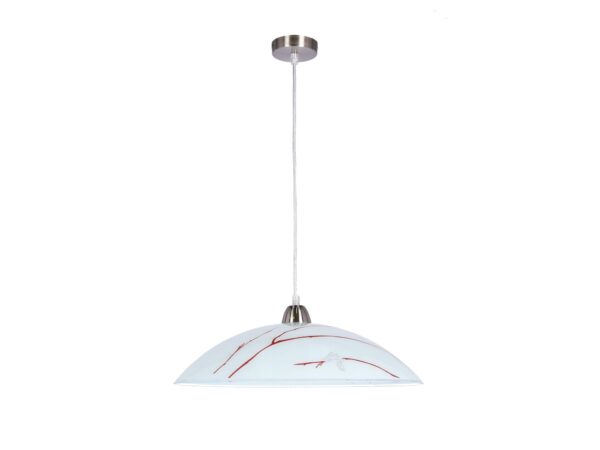 Lampa wisząca Maromo z białym szerokim kloszem i gałązkowym wzorem