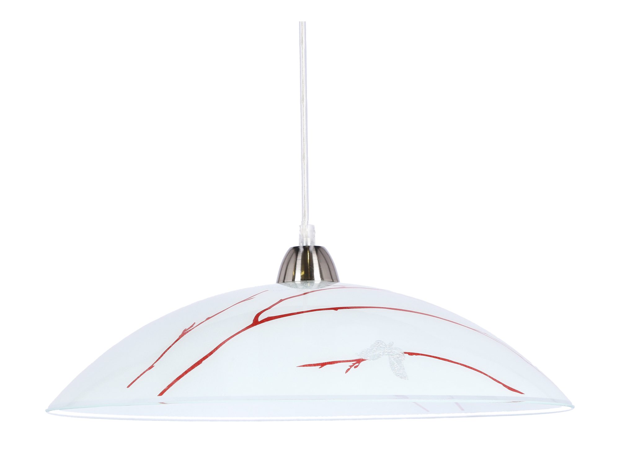 Lampa wisząca Maromo zbliżenie białego szkła i dekoracyjnych gałązek