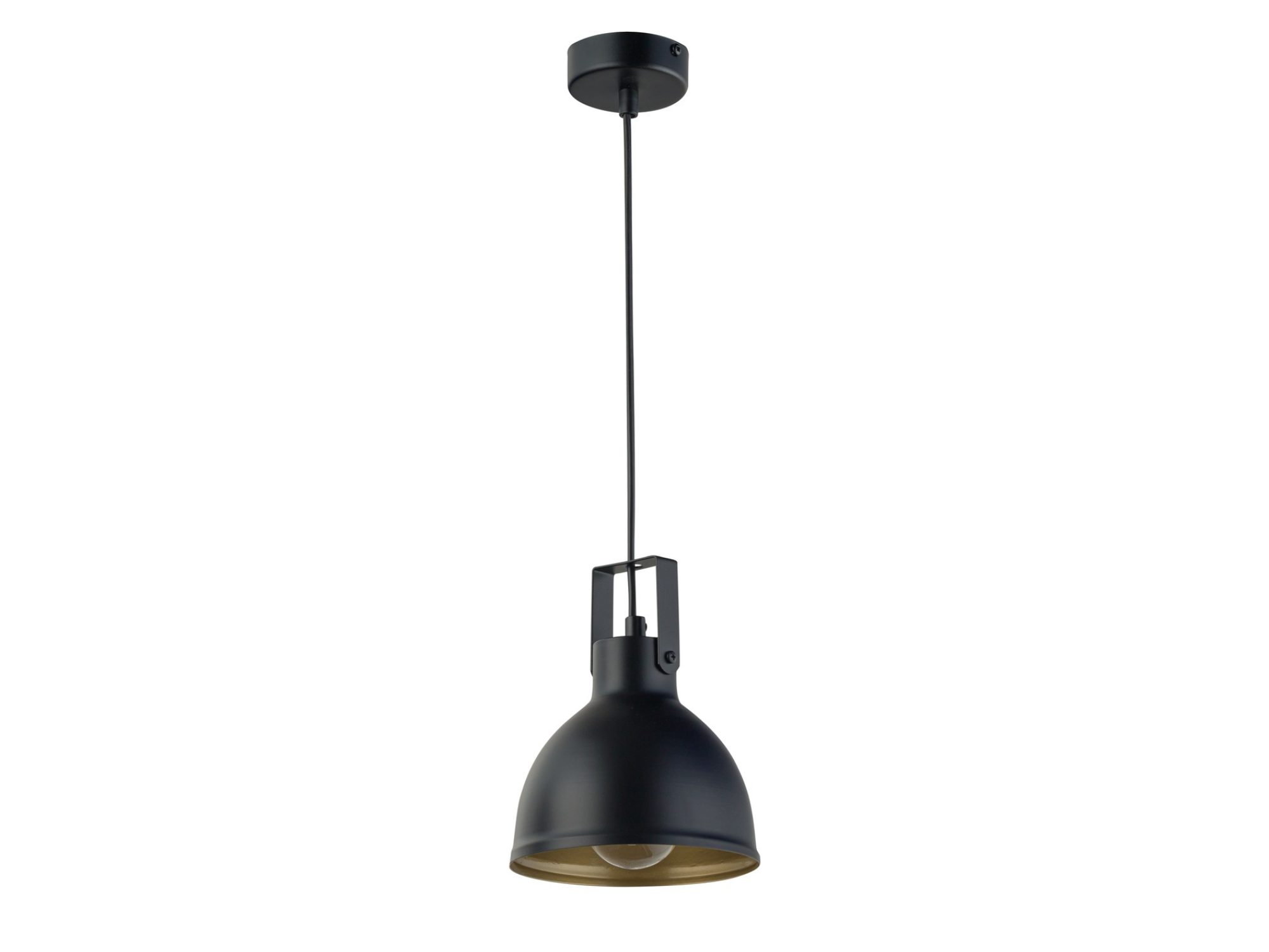 Lampa wisząca Mars 1 czarno-złota z ruchomym stalowym kloszem i jedną żarówką E27.