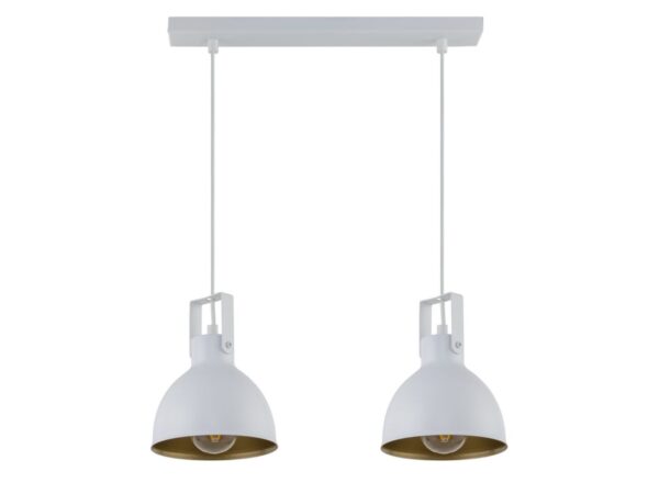 Lampa wisząca Mars 2 biało-złota z dwoma ruchomymi metalowymi kloszami