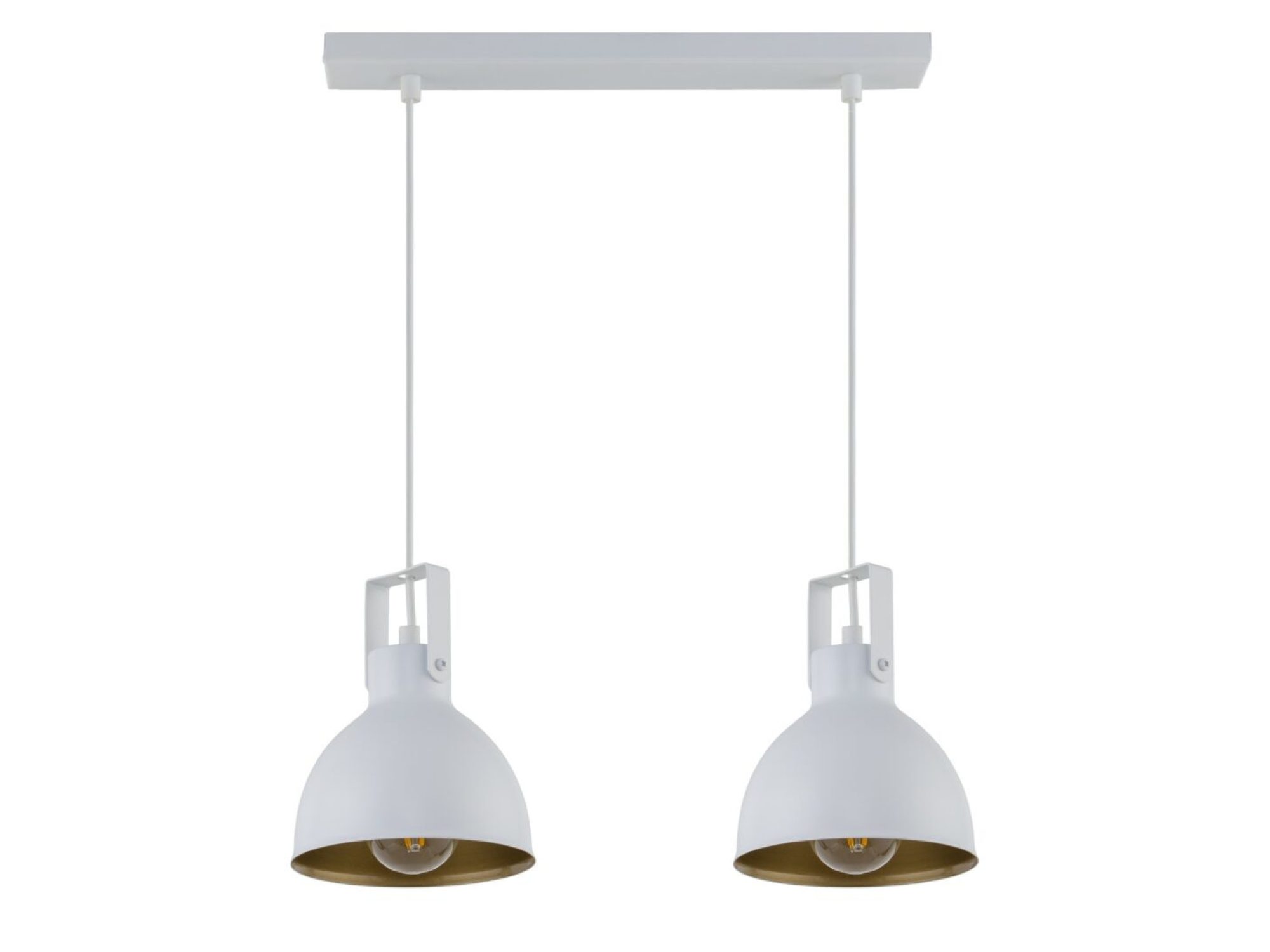 Lampa wisząca Mars 2 biało-złota z dwoma ruchomymi metalowymi kloszami