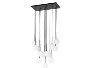 Miniaturka 2 - Lampa wisząca Martin 13-punktowa, czarna oprawa i białe szklane kule