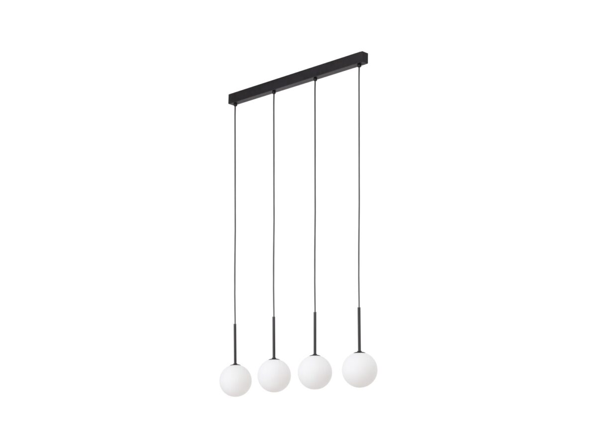 Lampa wisząca Martin 4-punktowa z białymi kulami 78 cm czarna