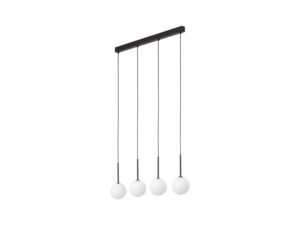 Miniaturka 2 - Lampa wisząca Martin 4-punktowa z białymi szklanymi kulami i czarną konstrukcją