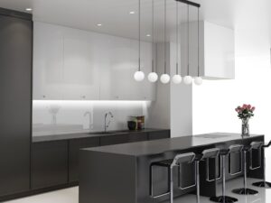 Miniaturka 1 - Lampa wisząca Martin z sześcioma białymi szklanymi kloszami we wnętrzu