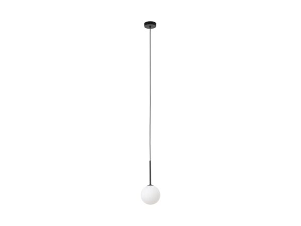 Lampa wisząca Martin czarna z białym kulistym kloszem ze szkła