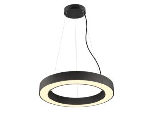 Miniaturka 5 - Lampa wisząca Medo Ring 60 LED czarna, pełna rozeta i zawieszenie