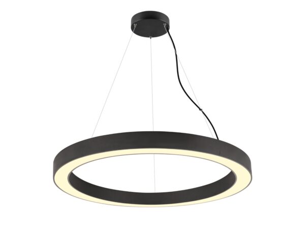 Lampa wisząca Medo Ring 90 LED DALI czarna, pełna rozeta i zawieszenie