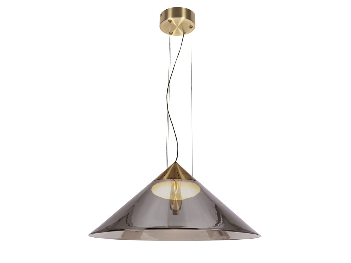 Lampa wisząca Meladia 50 cm ze szkłem dymionym i złotem