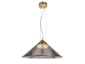Miniaturka 4 - Lampa wisząca Meladia ze stożkowym przydymionym szkłem i złotym zawieszeniem