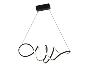 Miniaturka 1 - Czarna lampa wisząca Melasia LED 56 W, pełna falista konstrukcja na białym tle